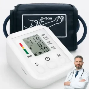 Aparelho medidor de pressão arterial digital automático braço monitor inteligente com tela lcd grande, detecção arritmia, memória para leituras e operação simples branco