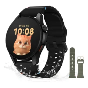 Smartwatch aurafit g12 gps amoled 1.43 bluetooth resistente água 3atm laranja-escuro mesh preto verde exército