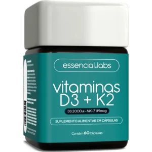 Vitamina d3 + k2 menaquinona-7 - fórmula com máxima concentração e biodisponibilidade 60 cápsulas sem sabor