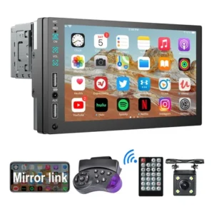 Central multimídia 1 din e 2 mp5 bt universal espelha camera hd touch 7pol + kit multimidia