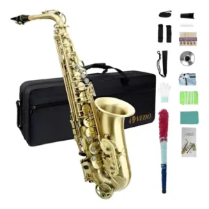 Saxofone alto em mi bemol vedo vd-sks tudel curvo - cor amarelo laqueado