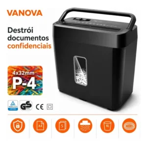 Fragmentadora de papel 5 folhas corte cruzado 4x30mm 110v/220v silenciosa segurança p-4 triturador para... 127v preto