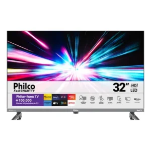 Smart tv 32 philco p32vik roku led dolby audio hdr wi-fi 110/220v