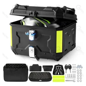 Baú de moto traseiro ativoauto 45l com encosto e refletores para 1 capacete preto