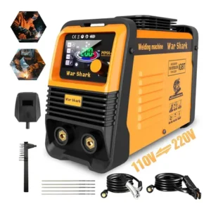 Máquina de solda inversora portatil war shark bivolt 110v/220v mma tig amarelo 127/220v