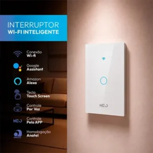 Interruptor smart inteligente wi-fi 2.4 ghz alexa google 1 botão 4x2 bivolt branco cod: 291990356 neo avant 127/220v