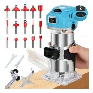 Tupia dobevi manual 800w para madeira com 6 velocidades variáveis e kit de 15 fresas 220v