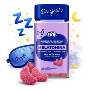 Melatonina fini: gomas para com sabor morango, veganas e sem glúten - 120 unidades