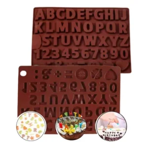 Forma para chocolate molde silicone mini numero e letras de cor marrom