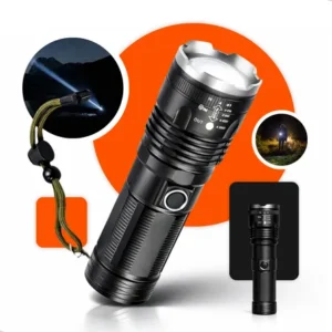 Lanterna tática militar sabre de luz potente mais forte 2km led branco usb recarregável profissional cor preto hold on