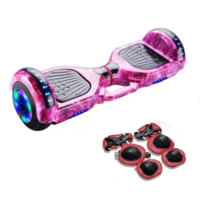 Hoverboard skate elétrico 6.5 polegadas com led e bluetooth roxo-galáxia