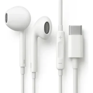 Fones de ouvido usb-c tipo c com microfone integrado som estéreo alta qualidade controle chamadas compatível com... branco