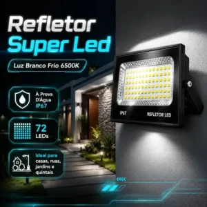 Kit 4 holofote refletor super led 300w luminária cor da luz branco frio 6500k ip67 bovolt preto 127/220v