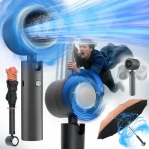 Guarda chuva sombrinha upf50+ c/mini soprador jet fan rpm sem fio +3 potências battery 2500mah, vento forte, laranja