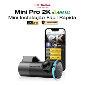 Ddpai câmera veicular mini pro 2k 1440p com wi-fi e app controle ângulo de 140° visão noturna 2.0 sensor g lente rotativa 360° adas supercapacitor gravação em loops para carro