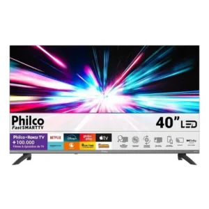 Smart tv philco 40 p40vik led roku dolby audio wi-fi hdmi hdr full hd 110/220v