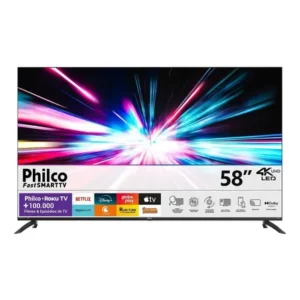 Smart tv philco 58 p58vik 4k uhd led roku dolby audio wi-fi hdr10 110/220v