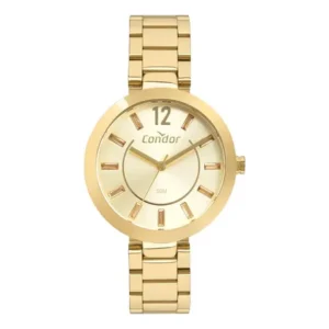 Kit relógio condor feminino dourado co2035ncb/k4x champanhe