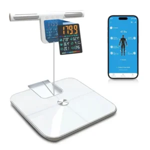 Balança bioimpedância corporal digital 8 sensores profissional bodyscan +app eletrodos corporal... branco 127/220v