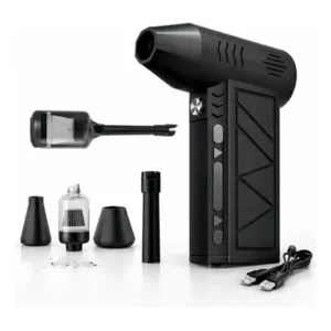 Soprador mini turbo portátil quicko sem fio recarregável usb com bateria integrada função aspirador de pó alta potência... preto 127/220v