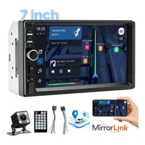 Central multimídia 2 din 7 mp5 espelhamento universal bt rádio fm carro preto