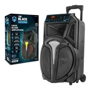 Caixa de som amplificada bluetooth 600w rms tcs400 cor preto the black tools com rádio fm usb pendrive led rgb bivolt 127/220v
