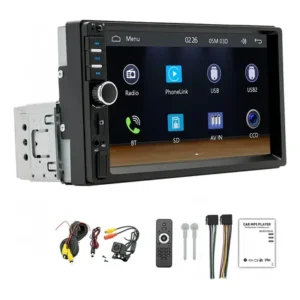 Central multimídia universal 1 din carplay android auto tela ips 7 touch bluetooth espelhamento mp5 câmera ré controle volante usb fm automotiva preto