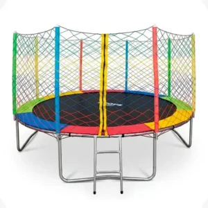 Cama elástica 3,05m colorida com rede e escada da kroys brinquedos
