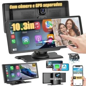 Central multimídia brisalivre h26 dashcam 10.26 com carplay, android auto e gps preto