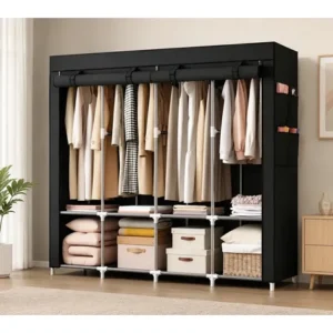 Guarda roupa dobrável organizador portátil armário grande preto