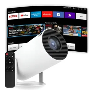 Projetor smart portátil full hd 4k bluetooth android wifi branco 127/220v