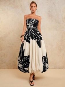 Cosmina women's elegant ruched printed dress, suitable for banquet, spring/summer/autumn/wintercosmina spring/summer/autumn/winter
