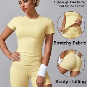 Women's simple solid color short sleeve shorts sports suit summerwomen's summer