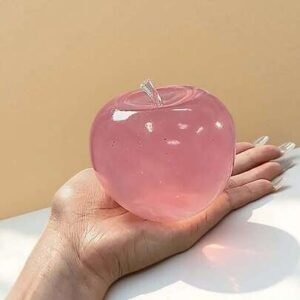 A soft pastel-colored crystal apple with an ultra-thin skin and smooth, pliable texture. it is squeezable stress ball toy as well tactile sensory toy. ideal for desktop display great stress-relieving gift the officea office