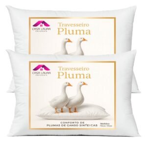Kit 2 travesseiros pluma de ganso 100% toque macio promoção imperdível sintético