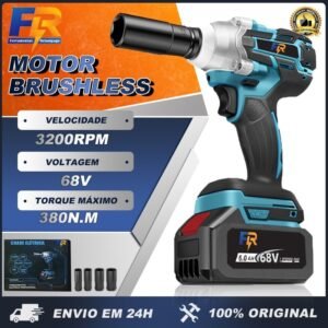 Chave de impacto elétrica sem fio com 68v bateria motor brushless 4 pecas soquetes