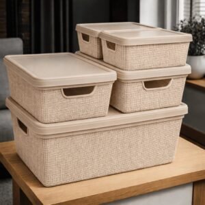 Kit 5 caixa organizadora com tampa grande banheiro cozinha em promoção 1,8 l 15