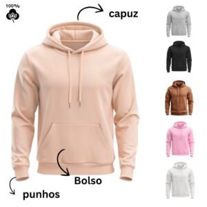Casaco unissex liso moletom flanelado canguru com capuz masculino feminino premium