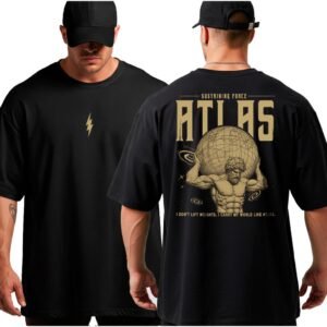 Camiseta camisa oversized top para academia musculação atlas streetwear 100% algodão