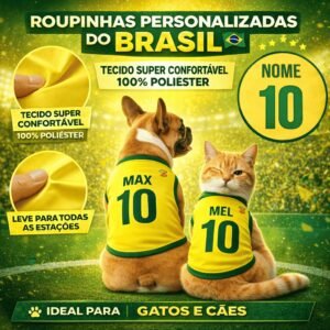 Roupinha pet personalizada brasil copa do mundo cachorro e gato