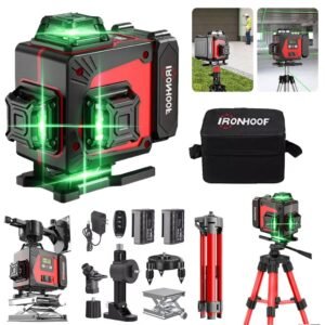 Nivel a laser profissional 16 linhas/2 linhas com tripé verde 4d 2 baterias