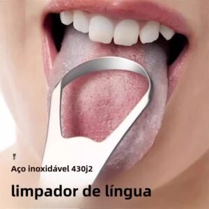 Limpador de língua removedor aço inox para mau hálito-bb