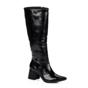Bota montaria feminina lançamento salto grosso bico fino cano longo blogueira fashion festa rodeios
