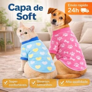 Roupa de cachorro capa soft quentinha pet macio e confortável para cães gatos