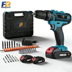 Parafusadeira furadeira de impacto elétrica sem fio 48v 2 baterias 3 funções kit completo acessórios