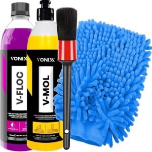 Kit lavagem de moto shampoo neutro v-floc vonixx e para barro v-mol pincel luva