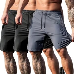 Kit 3 shorts masculino com ziper anti-furto - bermuda masculina tactel 10% de elastano impermeável