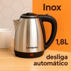 Chaleira elétrica inox 1,8l - 110v/220v ferve rápido desligamento automático unitermi atacama