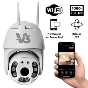 Câmera inteligente wi-fi full hd 1080p app v3 áudio bidirecional leds infravermelhos e detecção