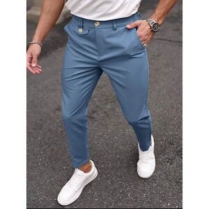 Calça masculina elegante alfaiataria premium detalhe no cos aba